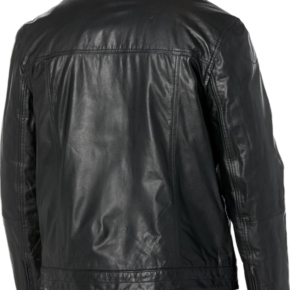 Cole Haan Black Leather Military Jacket - Picture 5 of 8